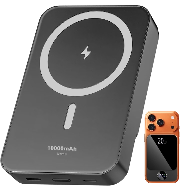 Magnetic Wireless Portable Charger, 10000mAh Power Bank with PD20w Fast Charging, USB C in&Out Battery Pack, Compatible with Mag-Safe for iPhone 17/16/15/14/13 Series, Samsung, Android, and More
